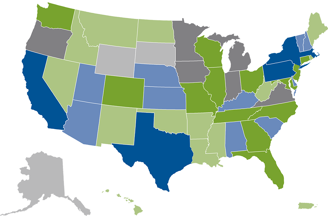 image of the U.S.A. with the previously mentioned regions displayed