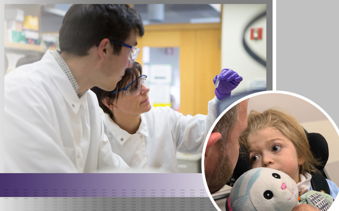Researchers in a laboratory. Willow, a young patient.