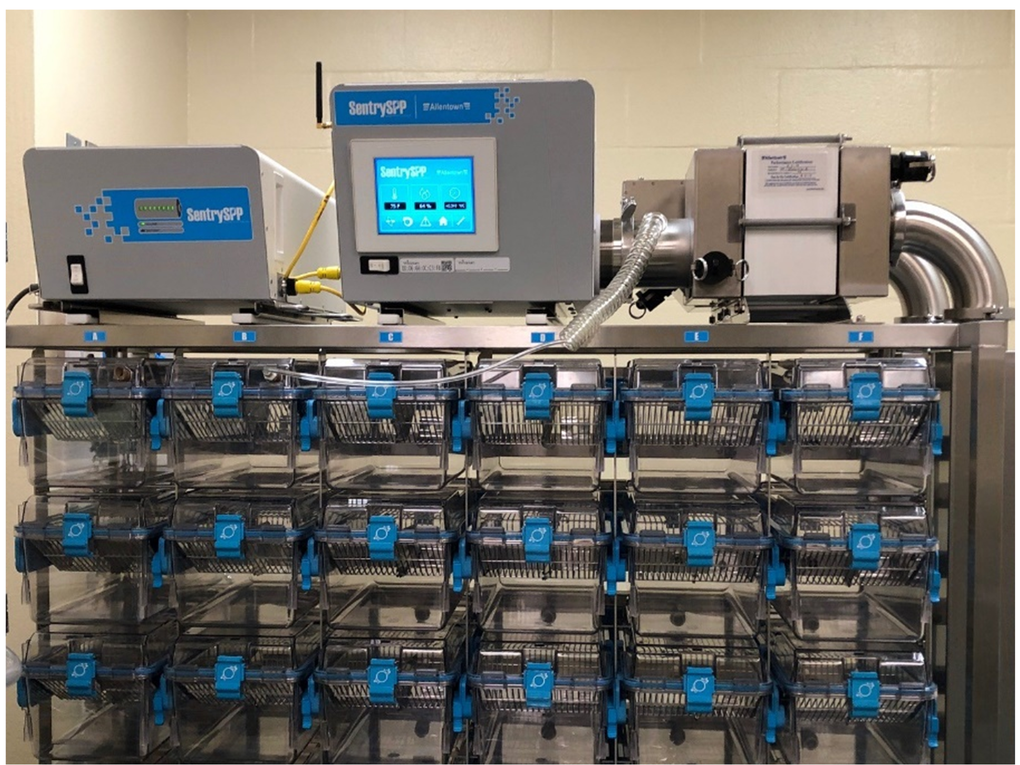 Germ-free breeding cages in a gnotobiotic mouse facility.