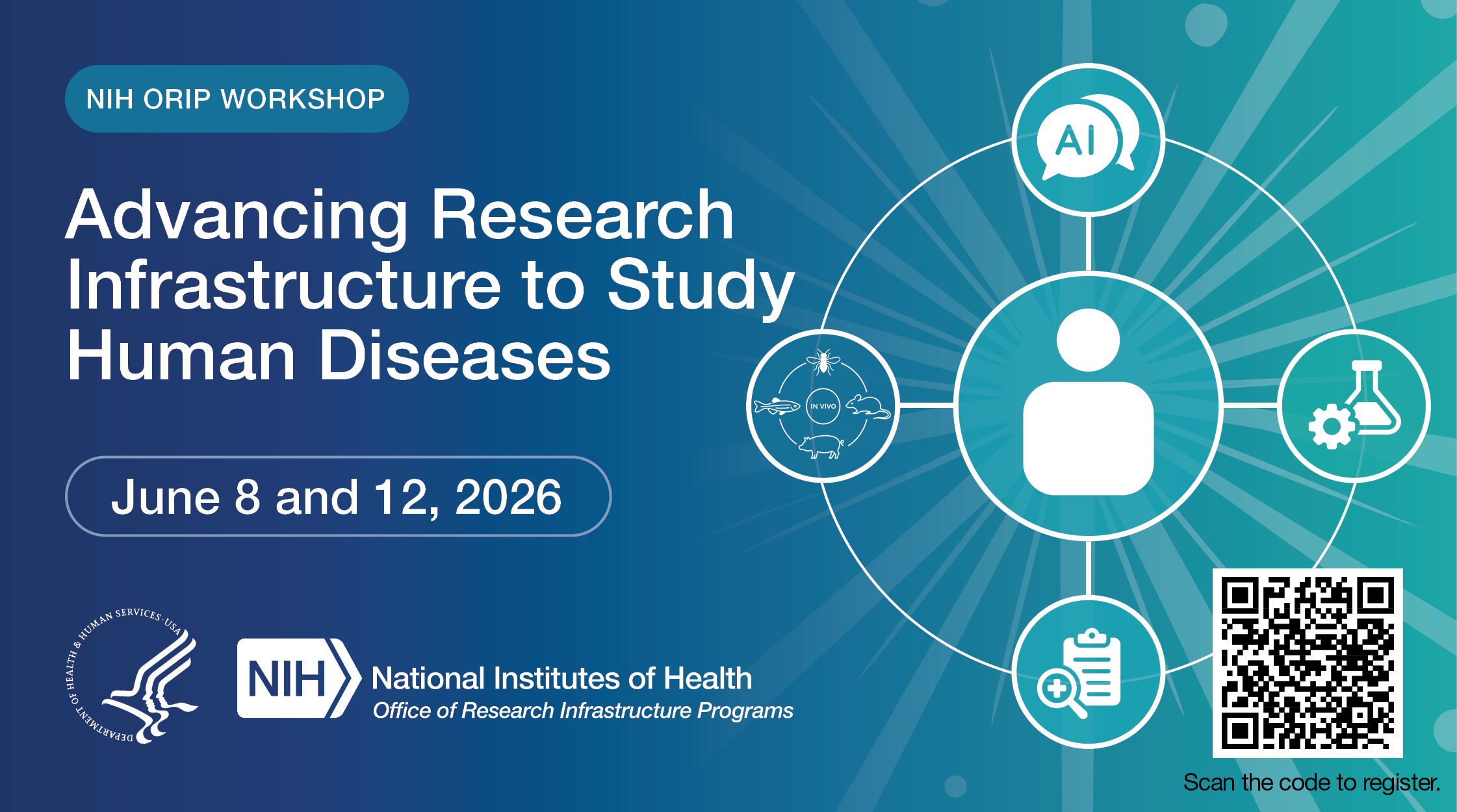 NIH ORIP Workshop: Advancing Research Infrastructure to Study Human Diseases. June 8 and 12, 2026.