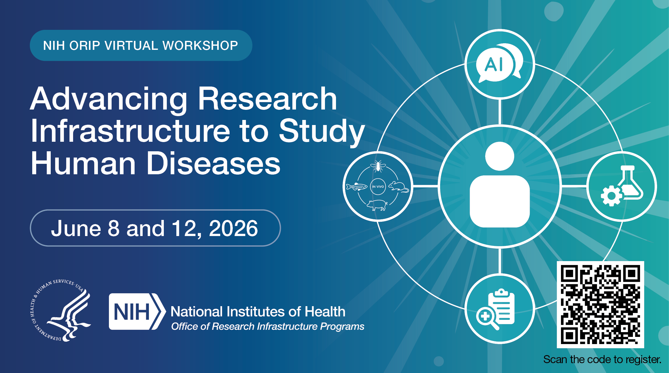 NIH ORIP Workshop: Advancing Research Infrastructure to Study Human Diseases. June 8 and 12, 2026.
