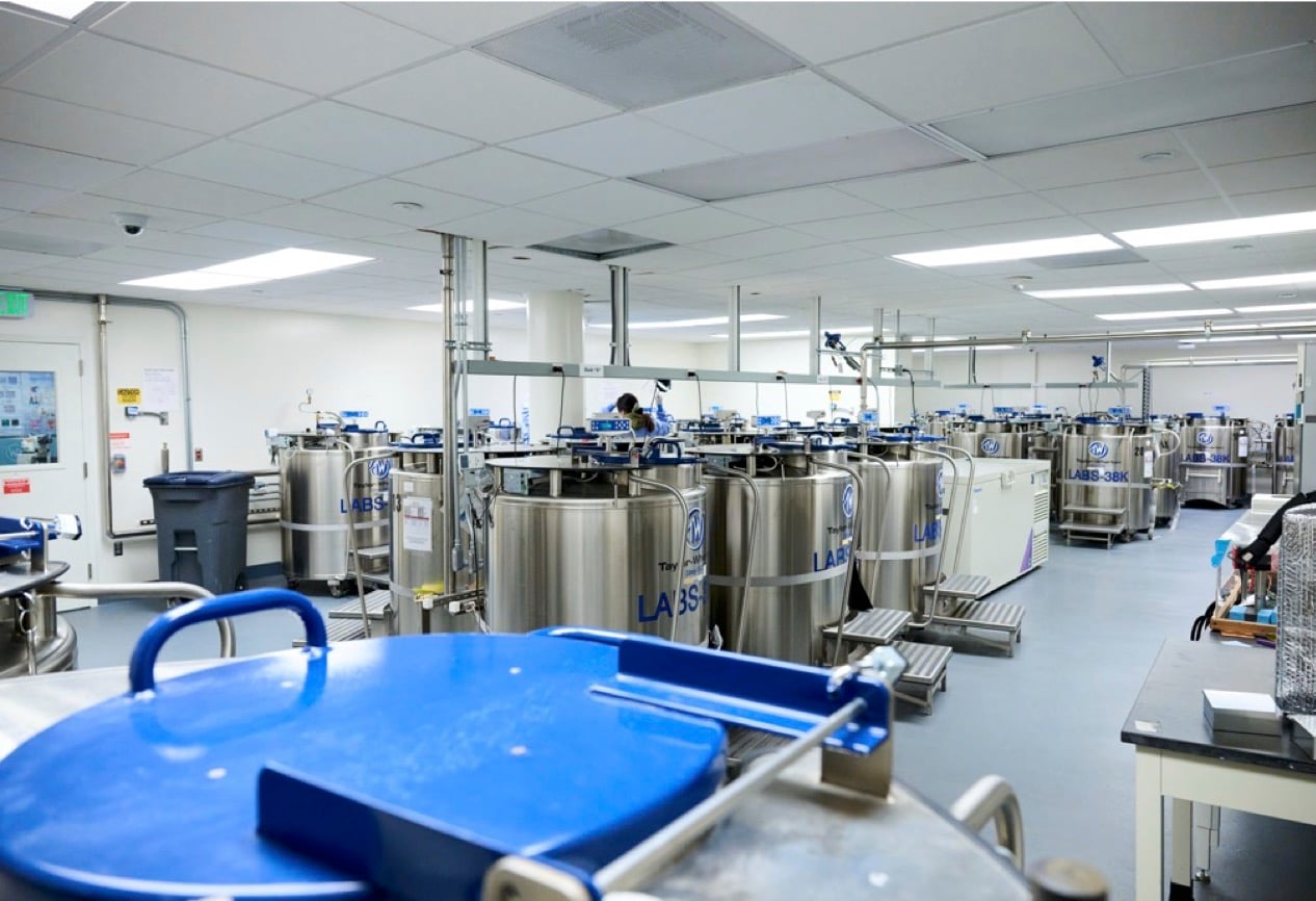 A collection of freezers in a laboratory.